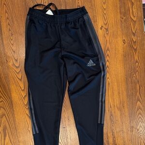 Adidas men’s XS Black Joggers with Gray Stripes